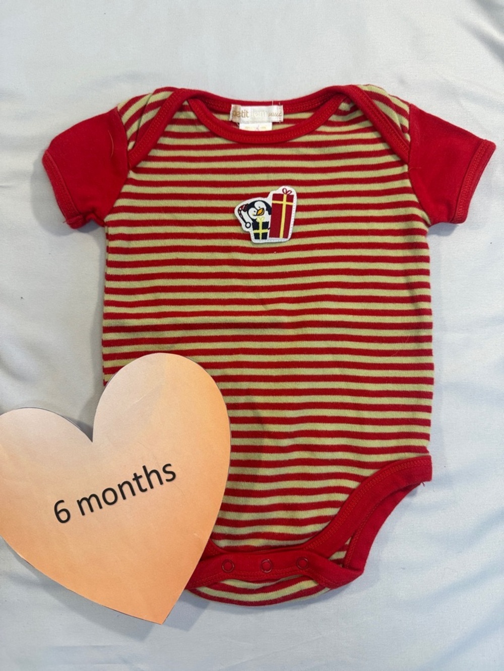 Petit Lem - Red and Cream Striped Baby Onesie Shirt